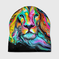 Шапка Абстрактная морда льва - яркие психоделические цве, цвет: 3D-принт
