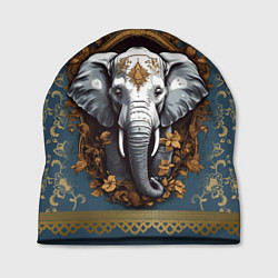 Шапка Слон лотос и золотая мандала, цвет: 3D-принт