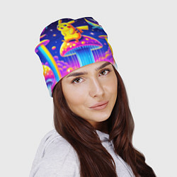 Шапка Pikachu sits on a fly agaric - ai art fantasy, цвет: 3D-принт — фото 2