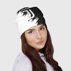 Шапка Juventus черно белые краски, цвет: 3D-принт — фото 2