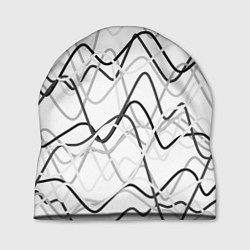Шапка Белый с серыми волнистыми полосами, цвет: 3D-принт