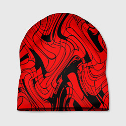 Шапка Чёрно-красный абстрактный линии, цвет: 3D-принт