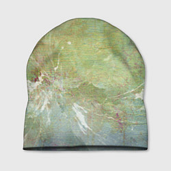 Шапка Абстракция - white waves on green background, цвет: 3D-принт