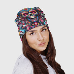 Шапка Art cyber skull - ai art fantasy, цвет: 3D-принт — фото 2
