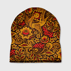 Шапка Летучий корабль в стиле хохломской росписи, цвет: 3D-принт