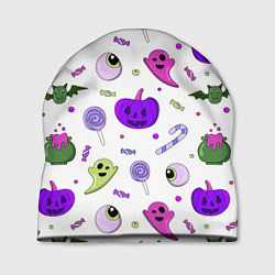 Шапка Halloween purple pumpkin pattern, цвет: 3D-принт