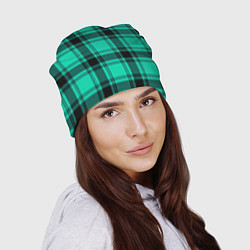 Шапка Checkered turquoise, цвет: 3D-принт — фото 2