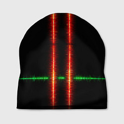 Шапка Color black green red lines