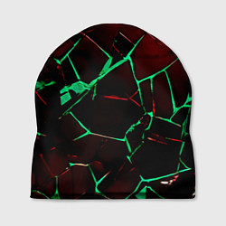 Шапка Битые плиты тёмно-красный с зелёным, цвет: 3D-принт