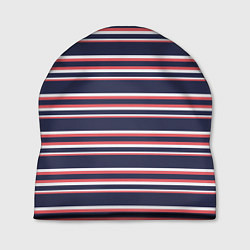 Шапка Полосы сине-кораловые, цвет: 3D-принт