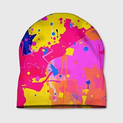 Шапка Яркие пятна акриловой краски на стене, цвет: 3D-принт