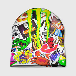 Шапка Monster energy стикеры бренды, цвет: 3D-принт