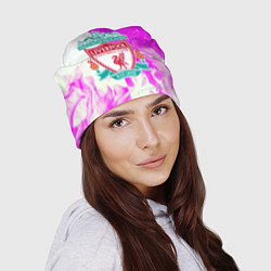 Шапка Ливерпуль розово белый огонь, цвет: 3D-принт — фото 2