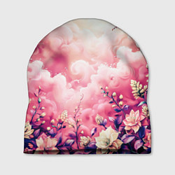 Шапка Фантастический цветочный розовый с облаками, цвет: 3D-принт
