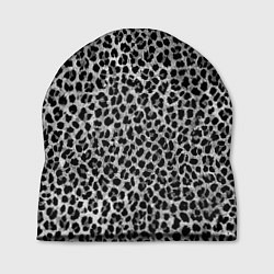 Шапка Леопардовый серый с чёрными пятнами, цвет: 3D-принт
