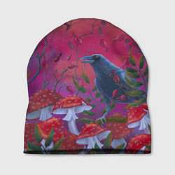 Шапка Готический ворон в мухоморах, цвет: 3D-принт