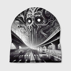 Шапка Art skull in metropolis - ai art fantasy, цвет: 3D-принт