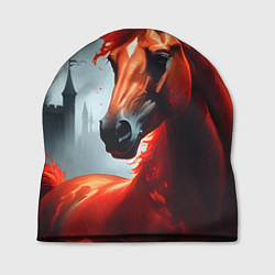 Шапка Огненная лошадь на сером, цвет: 3D-принт