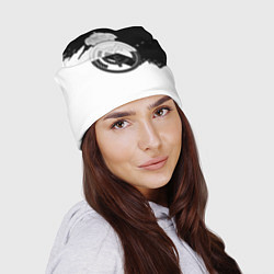 Шапка Реал Мадрид краски белые штрихи, цвет: 3D-принт — фото 2