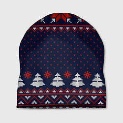Шапка Новогодний вязаный узор, цвет: 3D-принт