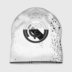 Шапка Реал Мадрид черно белые краски, цвет: 3D-принт