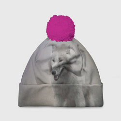 Шапка с помпоном Волк, цвет: 3D-малиновый