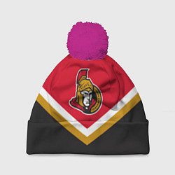 Шапка с помпоном NHL: Ottawa Senators, цвет: 3D-малиновый