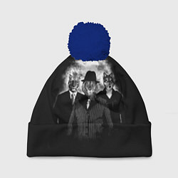 Шапка с помпоном Элитные звери, цвет: 3D-тёмно-синий
