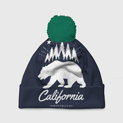 Шапка с помпоном California Republic, цвет: 3D-зеленый