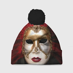 Шапка с помпоном Венецианская маска, цвет: 3D-черный