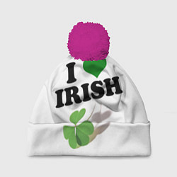 Шапка с помпоном Ireland, I love Irish, цвет: 3D-малиновый