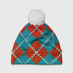 Шапка с помпоном Knitting pattern, цвет: 3D-белый