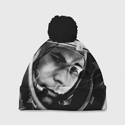 Шапка с помпоном Гагарин космонавт, цвет: 3D-черный