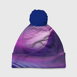 Шапка с помпоном Фиолетовые Волны, цвет: 3D-тёмно-синий