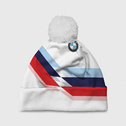 Шапка с помпоном BMW БМВ WHITE, цвет: 3D-белый