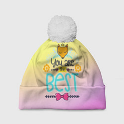 Шапка с помпоном You are the best, цвет: 3D-белый