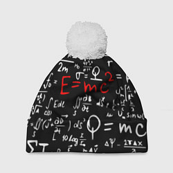 Шапка с помпоном E=mc2: Black Style, цвет: 3D-белый