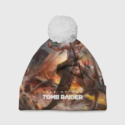 Шапка с помпоном Tomb Raider, цвет: 3D-белый