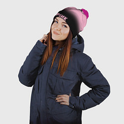 Шапка с помпоном Blackpink - розово-черный, цвет: 3D-малиновый — фото 2