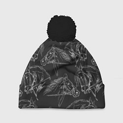 Шапка с помпоном Кони, цвет: 3D-черный