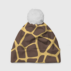 Шапка с помпоном Окрас жирафа, цвет: 3D-белый