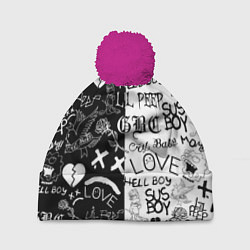 Шапка с помпоном LIL PEEP LOGOBOMBING, цвет: 3D-малиновый