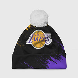 Шапка с помпоном LA LAKERS, цвет: 3D-белый