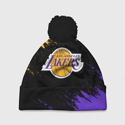 Шапка с помпоном LA LAKERS, цвет: 3D-черный