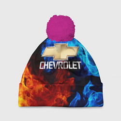 Шапка с помпоном CHEVROLET, цвет: 3D-малиновый