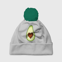 Шапка с помпоном Авокадо сердечко, цвет: 3D-зеленый