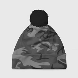 Шапка с помпоном Военный камуфляж, цвет: 3D-черный