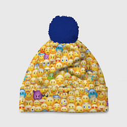 Шапка с помпоном Смайлики Emoji, цвет: 3D-тёмно-синий
