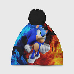 Шапка с помпоном SONIC, цвет: 3D-черный