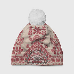 Шапка с помпоном Макошь Богиня Судьбы, цвет: 3D-белый
